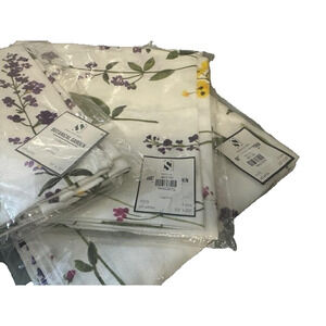 NWT Saro Lifestyle 100% Linen unopened 8 Napkins & Table Runner Botanical Theme